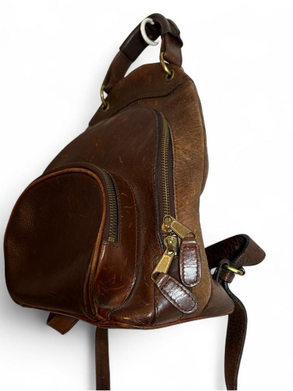 Vintage M. London New York Leathercraft Brown Leather Backpack Purse - Picture 4 of 8